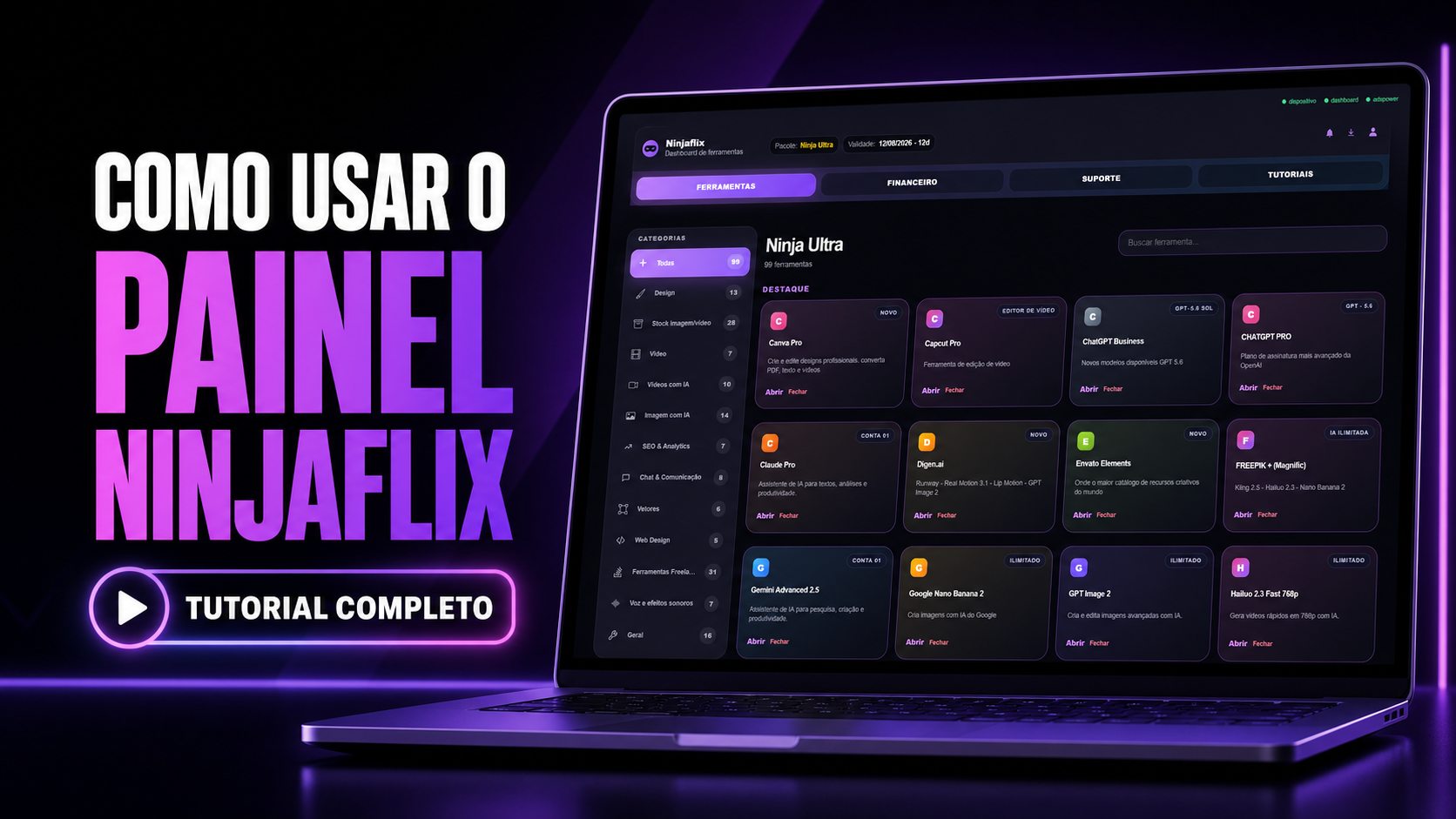 Como usar o painel NinjaFlix — tutorial completo